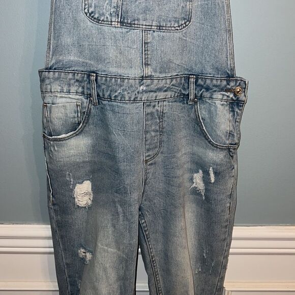 Zara Women’s S denim ripped leg rolled leg qoveralls - Picture 4 of 15